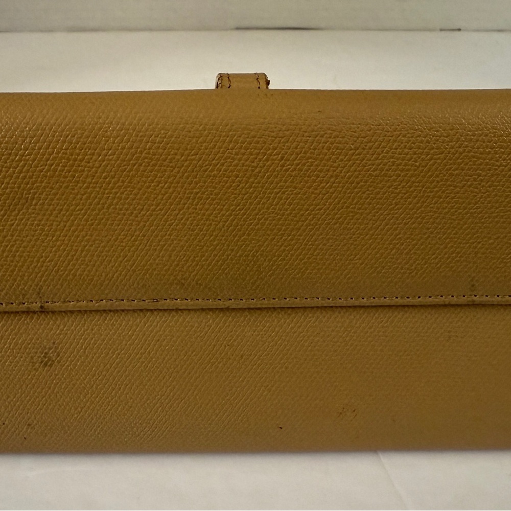CHANEL Long Wallet Double Sided Snap Button Beige Leather Authentic - Picture 2 of 16